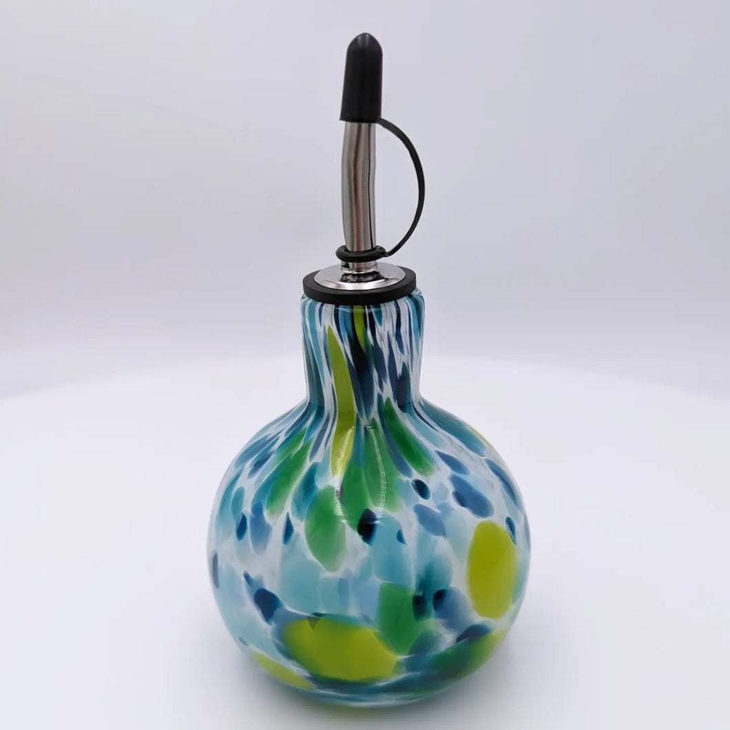 Oil bottle with cap - Green mix on White