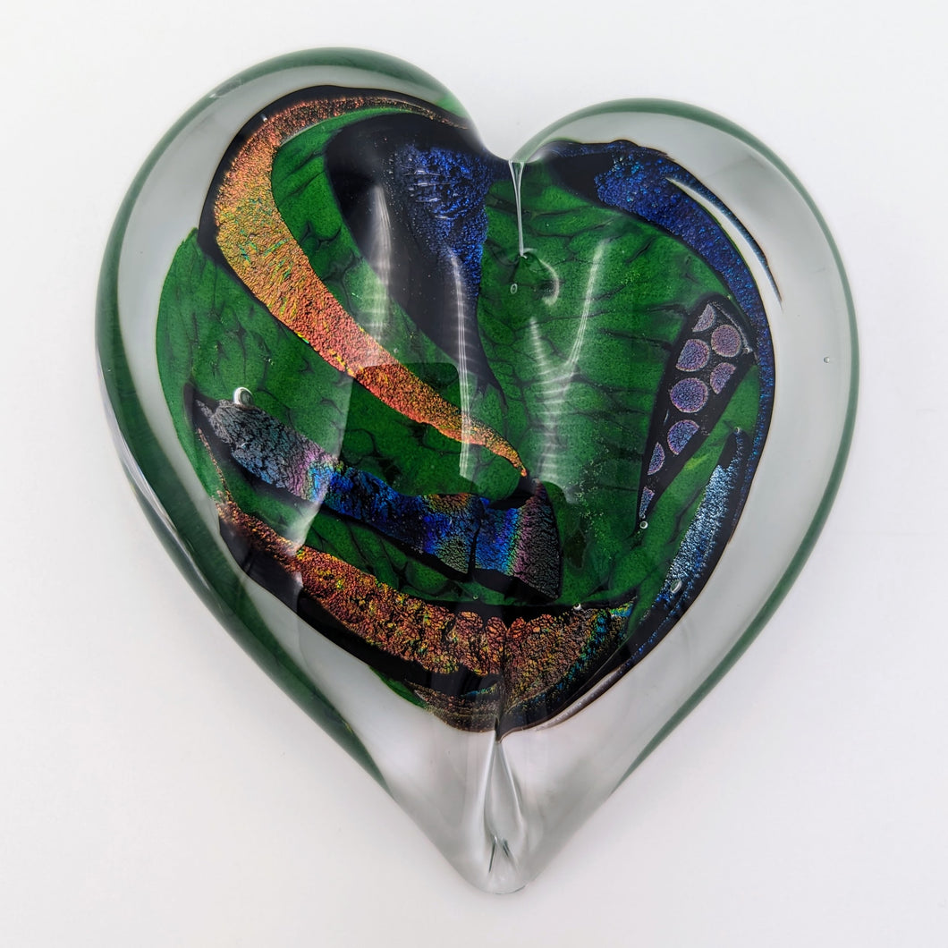 Dichroic heart on green