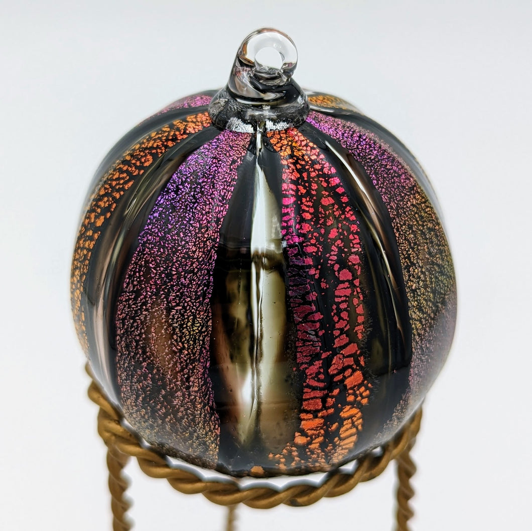 Hand blow glass ornament - Dichroic Purple and red/gold mix