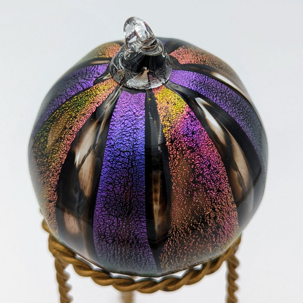 Hand blow glass ornament - Dichroic Purple and rainbow mix