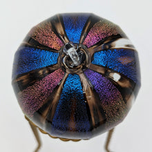 Load image into Gallery viewer, Hand blow glass ornament - Dichroic blue and rainbow
