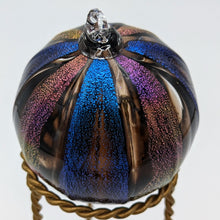 Load image into Gallery viewer, Hand blow glass ornament - Dichroic blue and rainbow
