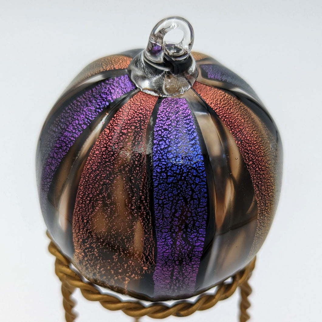 Hand blow glass ornament - Dichroic purple and red