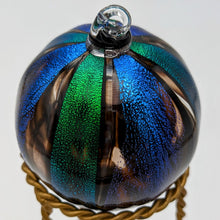 Load image into Gallery viewer, Hand blow glass ornament - Dichroic blue and green
