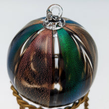 Load image into Gallery viewer, Hand blow glass ornament - Dichroic green and red
