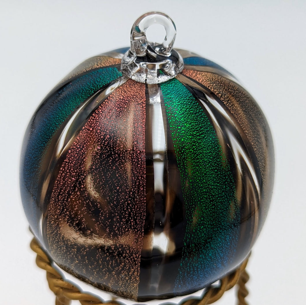 Hand blow glass ornament - Dichroic green and red