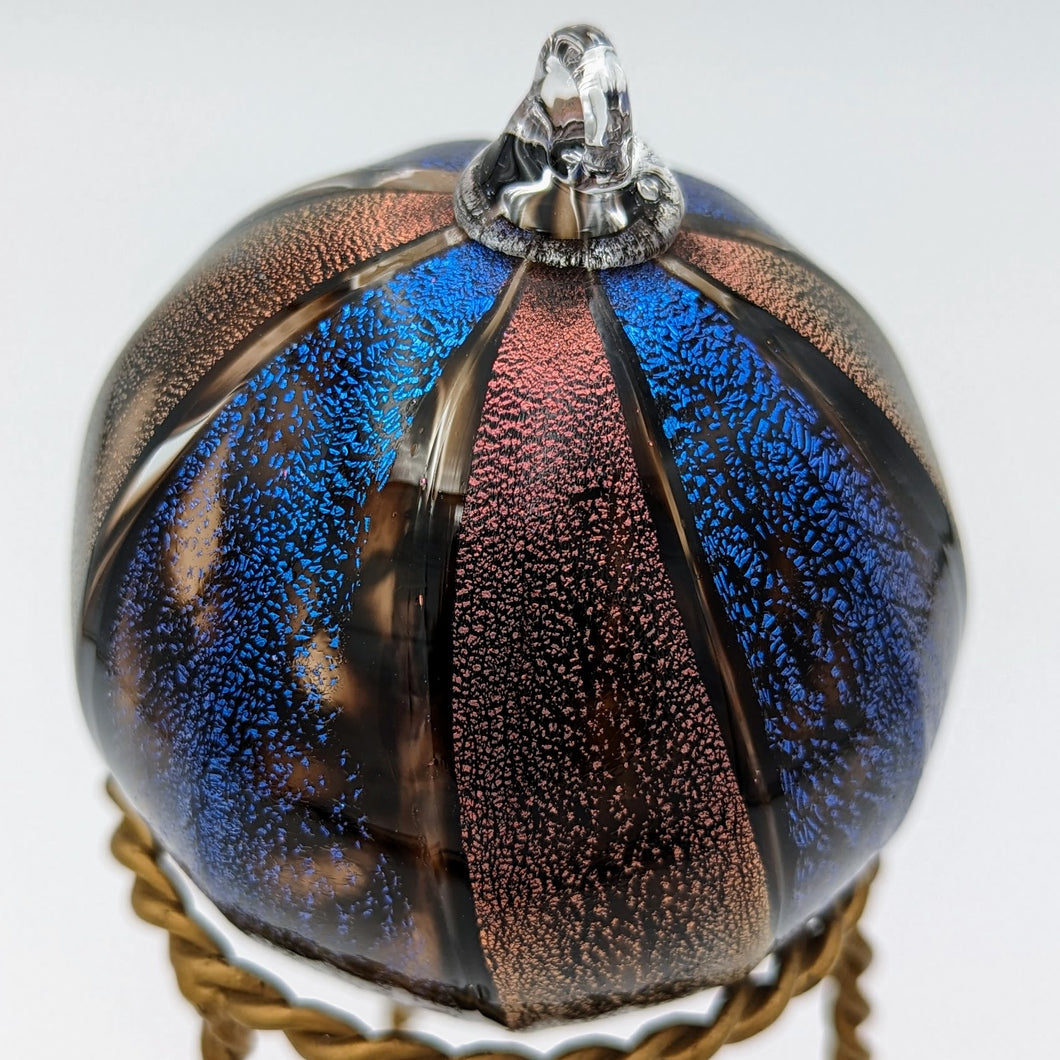 Hand blow glass ornament - Dichroic Red and blue