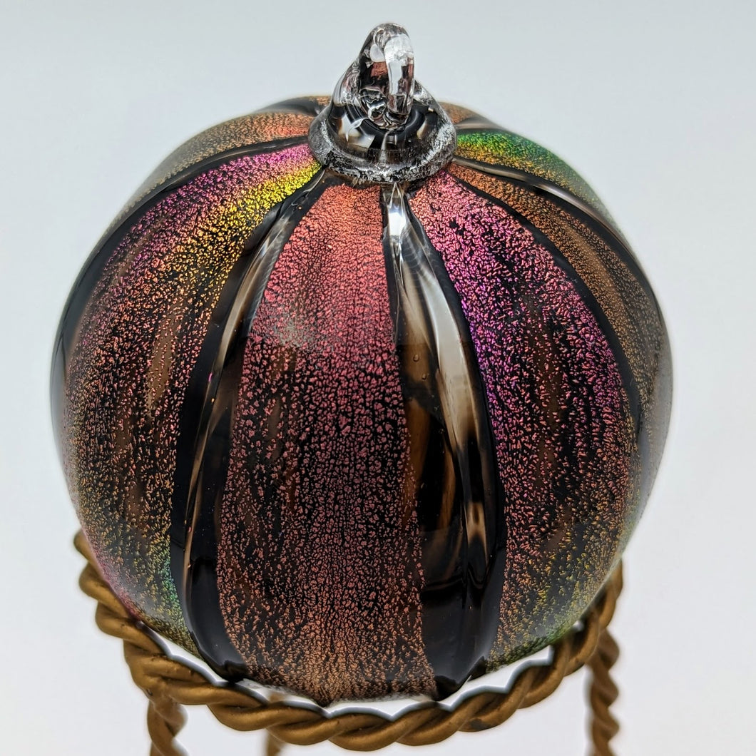 Hand blow glass ornament - Dichroic Red and rainbow