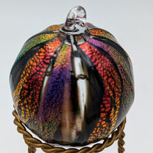 Load image into Gallery viewer, Hand blow glass ornament - Dichroic red/gold and rainbow
