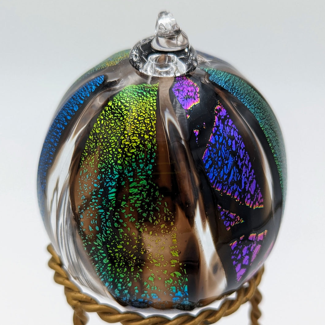 Hand blow glass ornament - Dichroic peacock