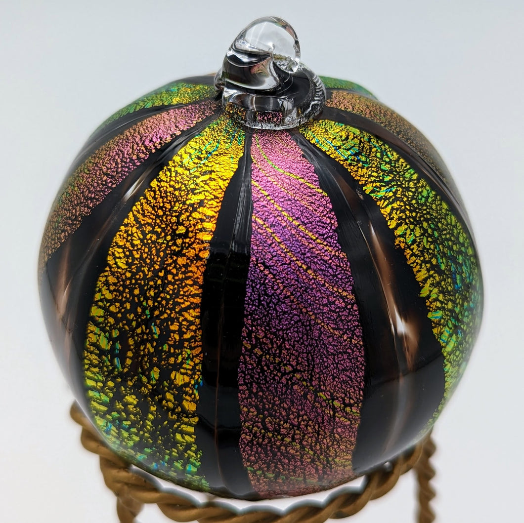 Hand blow glass ornament - Dichroic gold and pink