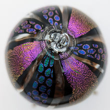 Load image into Gallery viewer, Hand blow glass ornament - Dichroic dots and pink rainbow
