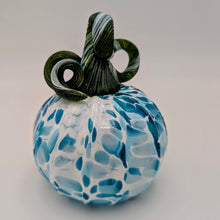 Load image into Gallery viewer, Hand blow glass pumpkin - Turquoise mix on white
