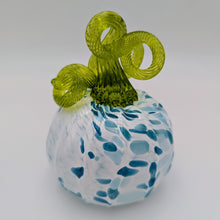 Load image into Gallery viewer, Hand blow glass pumpkin - Turquoise mix on white
