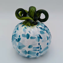 Load image into Gallery viewer, Hand blow glass pumpkin - Turquoise mix on white
