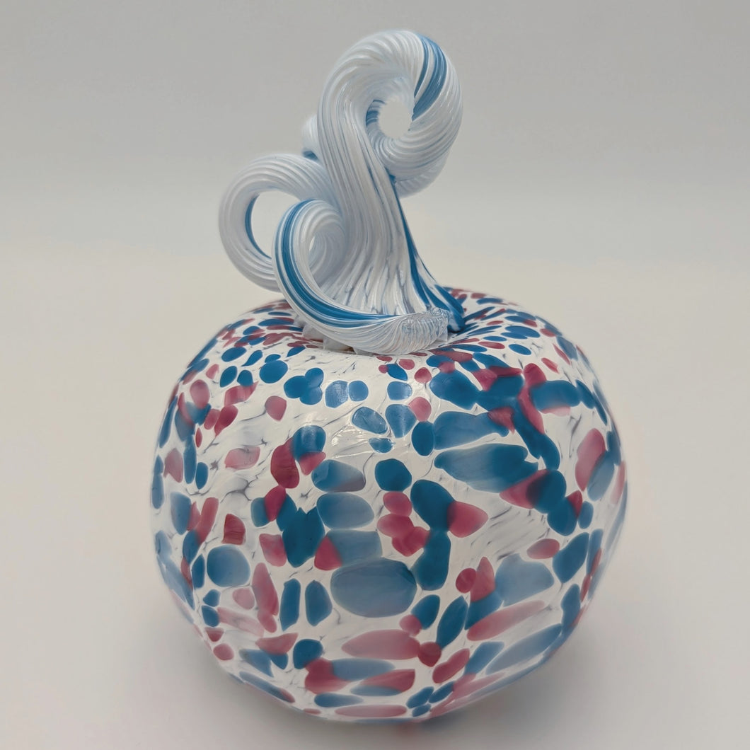 Hand blown glass pumpkin - pink/blue mix