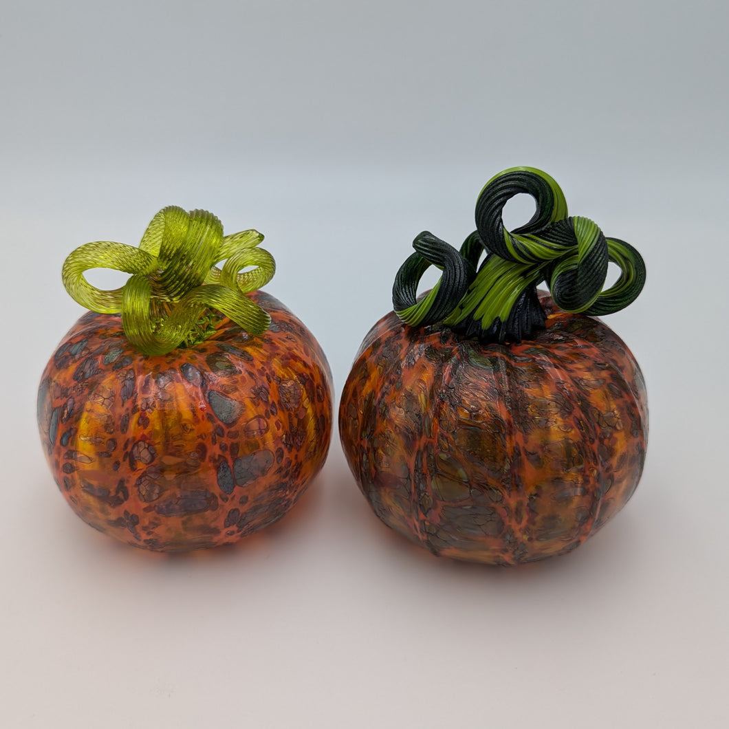 Hand blow glass pumpkin - orange medley