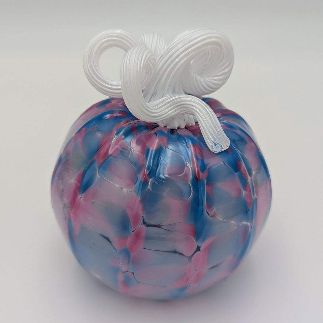 Hand blow glass pumpkin - Pink and blue