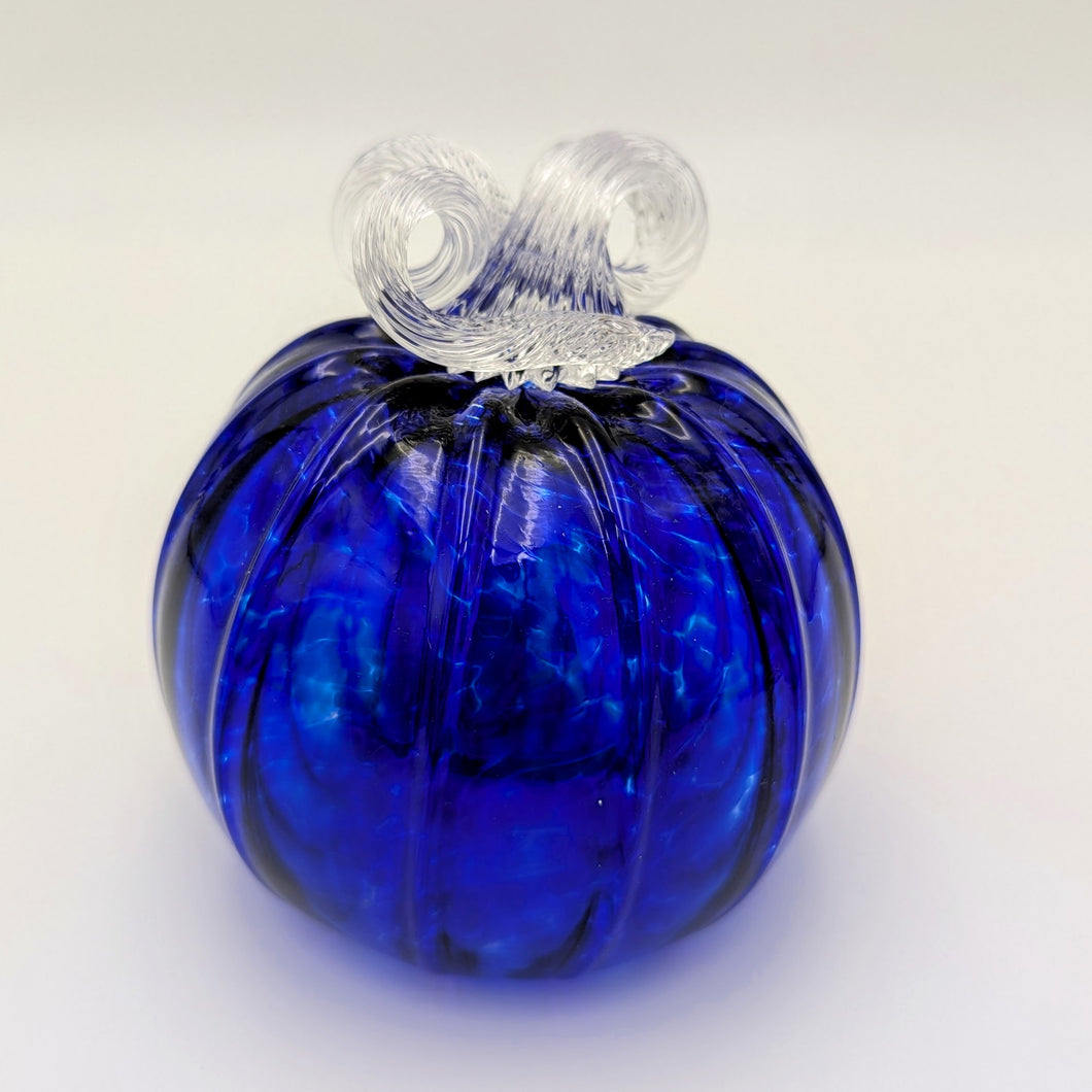 Hand blow glass pumpkin - Cobalt