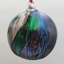 Load image into Gallery viewer, Hand blow glass ornament - Dichroic blue and green
