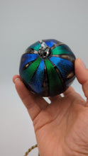 Load and play video in Gallery viewer, Hand blow glass ornament - Dichroic blue and green
