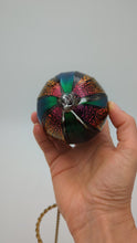 Load and play video in Gallery viewer, Hand blow glass ornament - Dichroic green and red/gold
