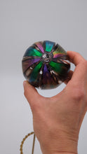 Load and play video in Gallery viewer, Hand blow glass ornament - Dichroic green and rainbow
