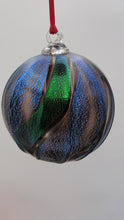 Load and play video in Gallery viewer, Hand blow glass ornament - Dichroic blue and green

