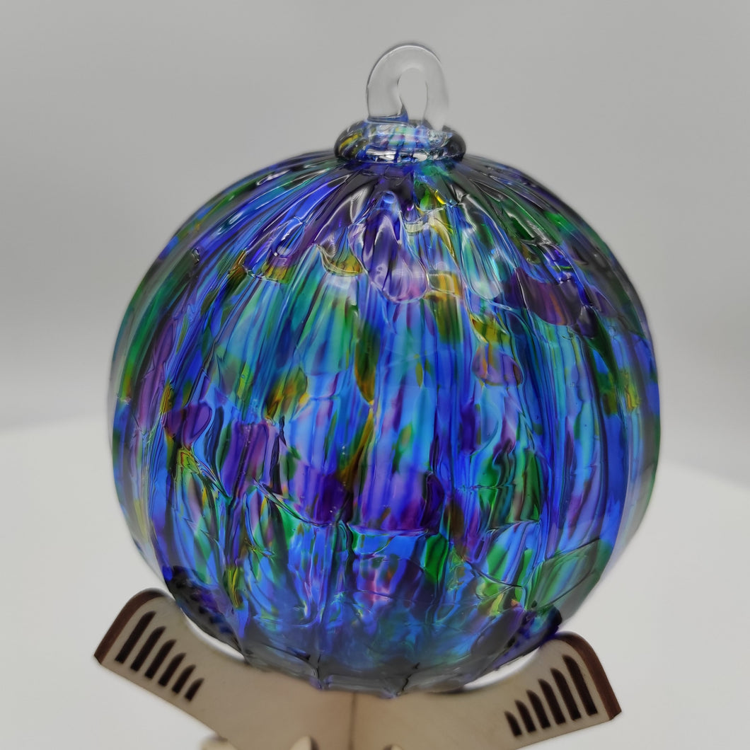 Hand blow glass ornament - Fall into Blue