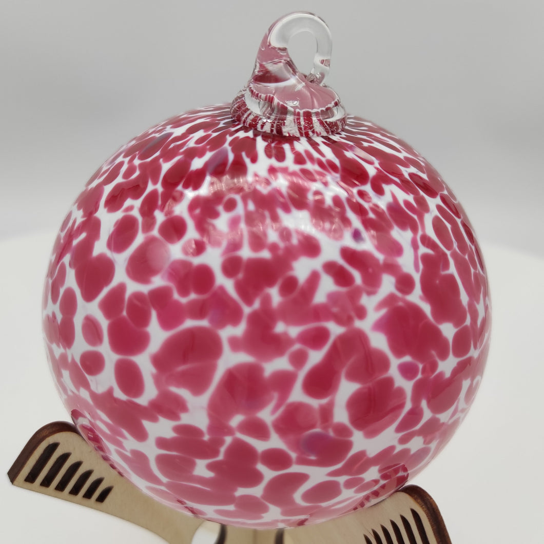 Hand blow glass ornament - Pink Dots