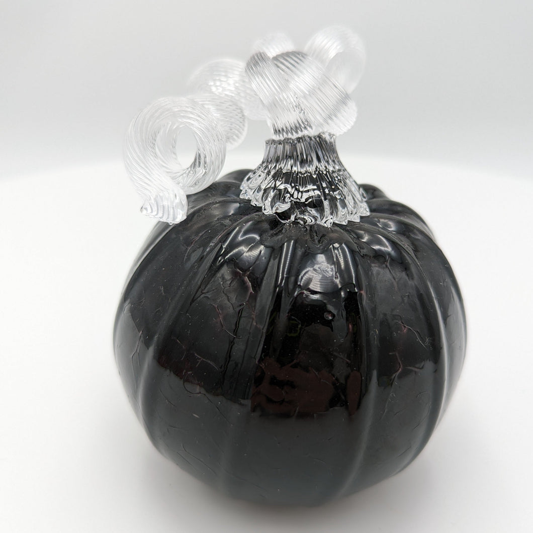 Small Hand blow glass pumpkin - black