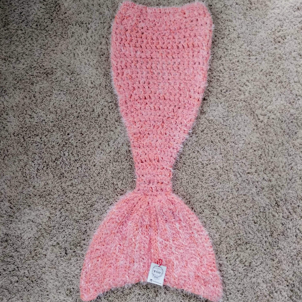 Mermaid Tail Weighted blanket - Toddler size in Orange with Pink fuzz